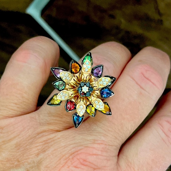 Effy diamond and sapphire flower ring STUNNING - Picture 3 of 6